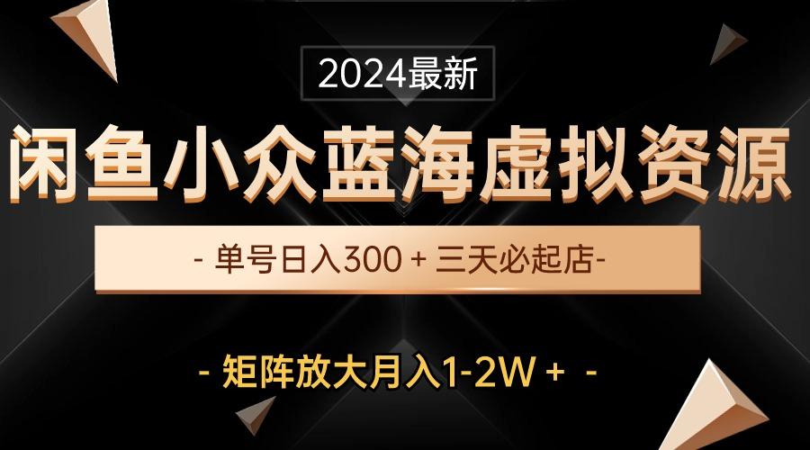 最新闲鱼小众蓝海虚拟资源，单号日入300＋，三天必起店，矩阵放大月入1-2W-优优云网创