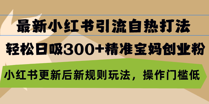 最新小红书引流自热打法，轻松日吸300+精准宝妈创业粉，小红书更新后新…-优优云网创