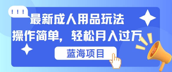 最新成人用品项目玩法，操作简单，动动手，轻松日入几张【揭秘】-优优云网创