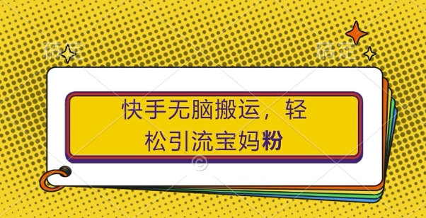 快手无脑搬运，轻松引流宝妈粉，纯小白轻松上手【揭秘】-优优云网创