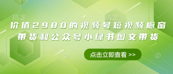 价值2980的视频号短视频橱窗带货和公众号小绿书图文带货-优优云网创