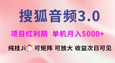 搜狐音频挂ji3.0.可矩阵可放大，独家技术，稳定月入5000+【揭秘】-优优云网创
