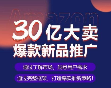 亚马逊·30亿大卖爆款新品推广，可复制、全程案例实操的爆款推新SOP-优优云网创