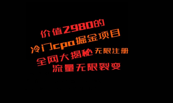 价值2980的CPA掘金项目大揭秘，号称当天收益200+，不见收益包赔双倍-优优云网创
