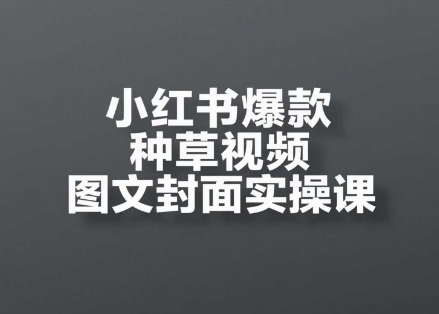 小红书爆款种草视频图文封面实操课，开店、选品、引流、变现全流程-优优云网创