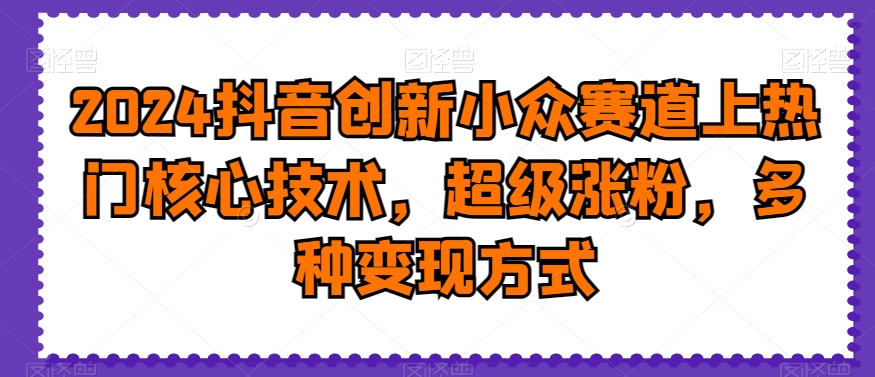 2024抖音创新小众赛道上热门核心技术，超级涨粉，多种变现方式【揭秘】-优优云网创
