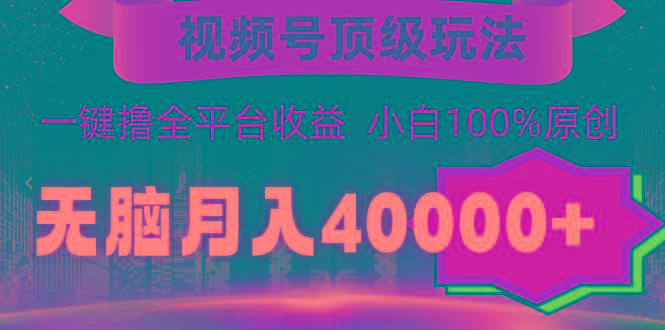 (9281期)视频号顶级玩法，无脑月入40000+，一键撸全平台收益，纯小白也能100%原创-优优云网创