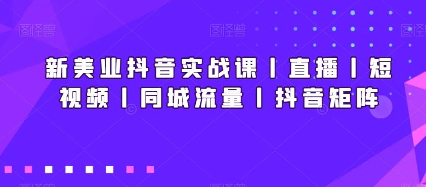 新美业抖音实战课丨直播丨短视频丨同城流量丨抖音矩阵-优优云网创