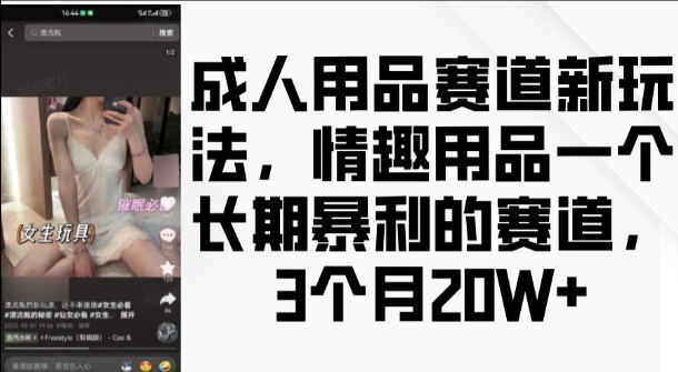 成人用品赛道新玩法，情趣用品一个长期暴利的赛道，3个月收益20个【揭秘】-优优云网创