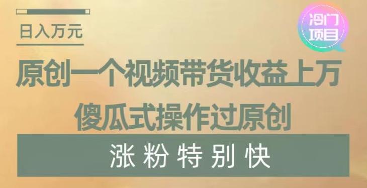 原创一个视频带货收益上万，傻瓜式操作过原创，几分钟做一个视频涨粉特别快【揭秘】-优优云网创