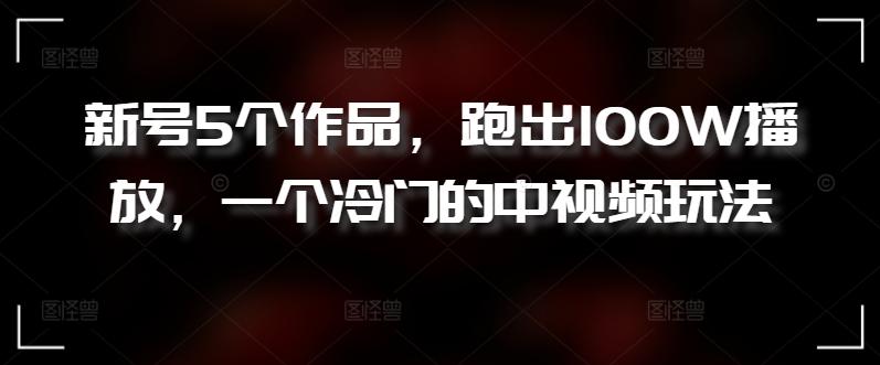 新号5个作品，跑出100W播放，一个冷门的中视频玩法【揭秘】-优优云网创