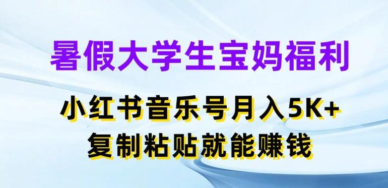 暑假大学生宝妈福利，小红书音乐号月入5000+，复制粘贴就能赚钱【揭秘】-优优云网创