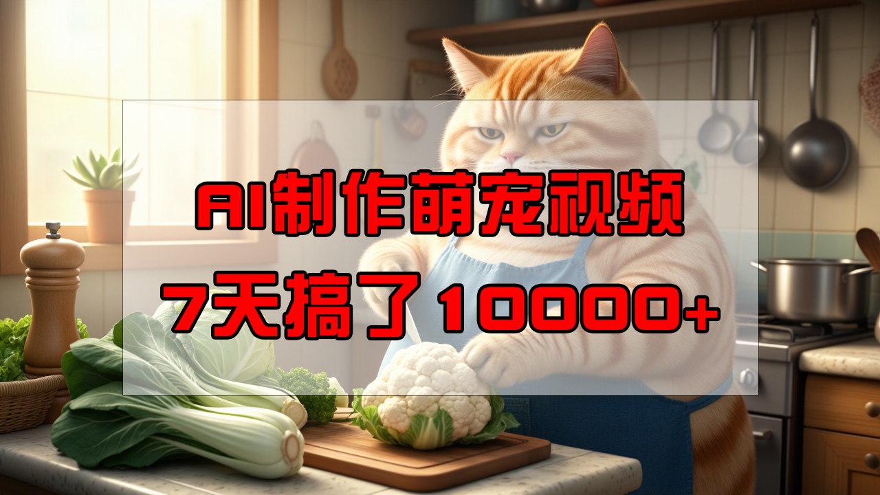 靠AI制作萌宠视频，7天搞了1万+，操作简单门槛低，有手机就行-优优云网创