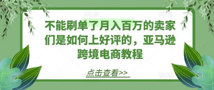 不能刷单了月入百万的卖家们是如何上好评的，亚马逊跨境电商教程-优优云网创