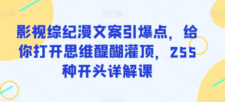 影视综纪漫文案引爆点，给你打开思维醍醐灌顶，255种开头详解课-优优云网创