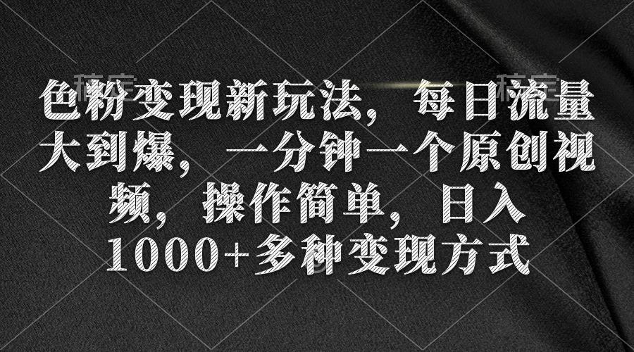 (9282期)色粉变现新玩法，每日流量大到爆，一分钟一个原创视频，操作简单，日入1…-优优云网创