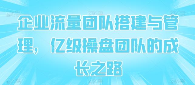 企业流量团队搭建与管理，亿级操盘团队的成长之路-优优云网创