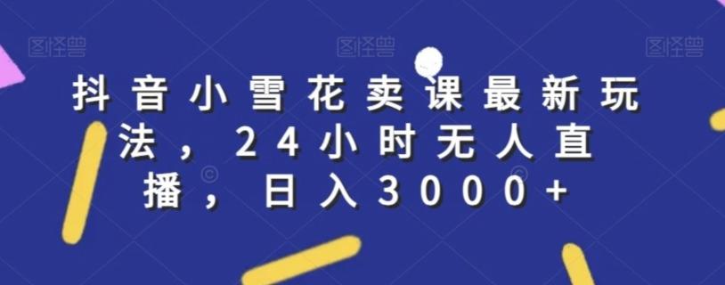 抖音小雪花卖课最新玩法，24小时无人直播，日入3000+【揭秘】-优优云网创