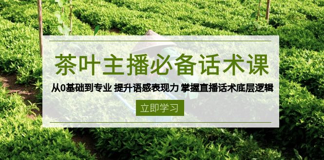 茶叶 主播必备话术课 从0基础到专业 提升语感表现力 掌握直播话术底层逻辑-优优云网创
