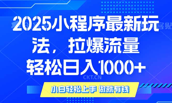 2025年小程序最新玩法，流量直接拉爆，单日稳定变现1000+-优优云网创
