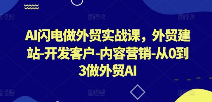 AI闪电做外贸实战课，​外贸建站-开发客户-内容营销-从0到3做外贸AI-优优云网创