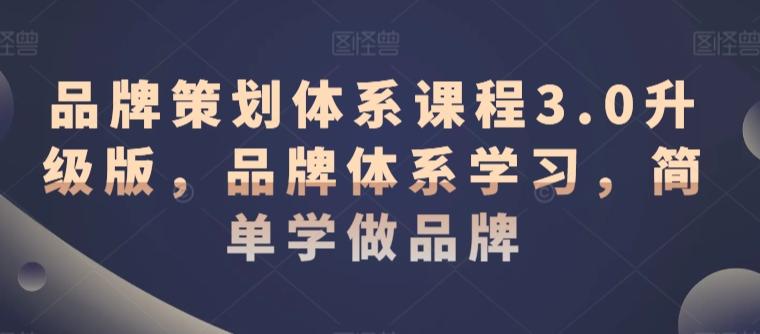 品牌策划体系课程3.0升级版，品牌体系学习，简单学做品牌-优优云网创
