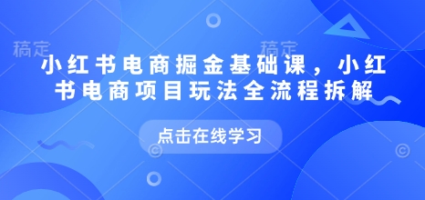 小红书电商掘金课，小红书电商项目玩法全流程拆解（更新5月）-优优云网创