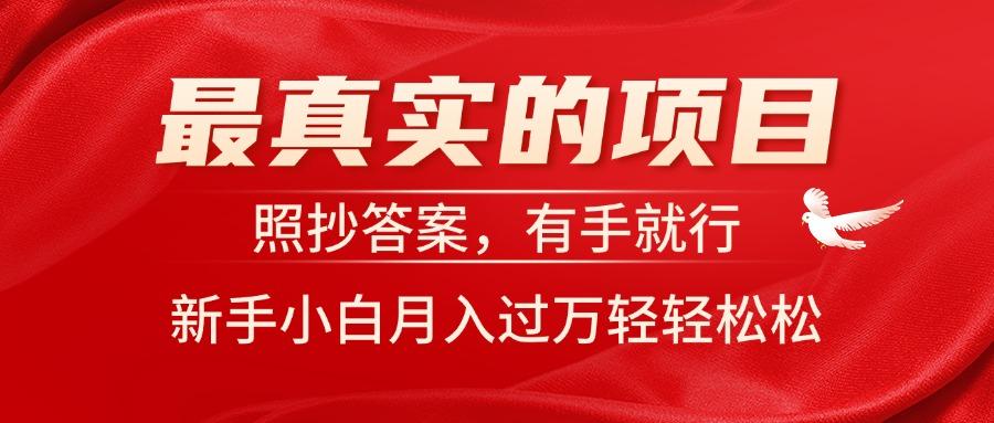 最真实的项目，照抄答案，有手就行，新手小白月入过万轻轻松松-优优云网创