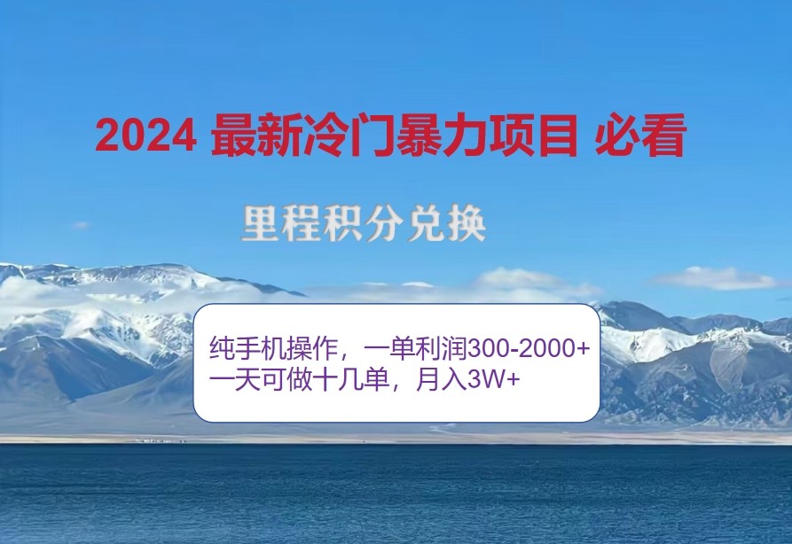 2024惊爆冷门暴利，里程积分最新玩法，高爆发期，一单300+—2000+-优优云网创
