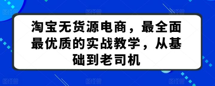 淘宝无货源电商，最全面最优质的实战教学，从基础到老司机-优优云网创