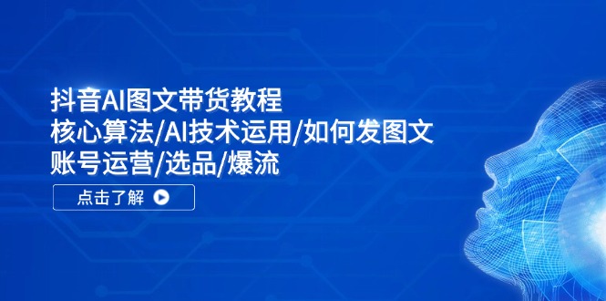 抖音AI图文带货教程：核心算法/AI技术运用/如何发图文/账号运营/选品/爆流-优优云网创