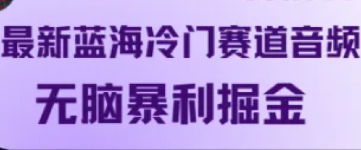 最新蓝海冷门赛道音频，无脑暴利掘金-优优云网创