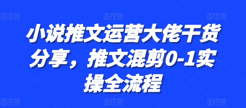 小说推文运营大佬干货分享，推文混剪0-1实操全流程-优优云网创