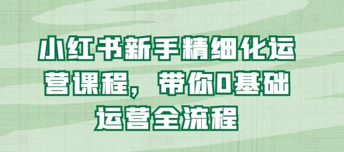 小红书新手精细化运营课程，带你0基础运营全流程-优优云网创