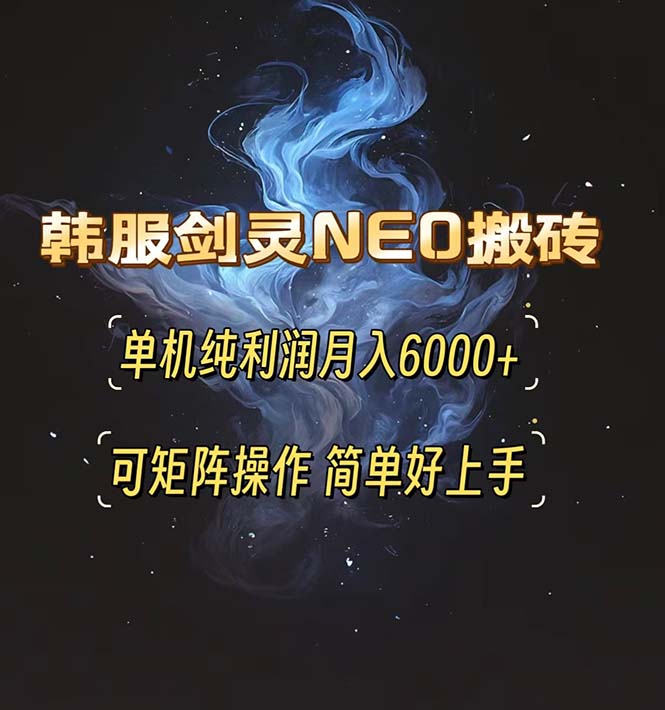 韩服剑灵NEO搬砖攻略，单机纯利润月入6000+ 可矩阵操作，简单好上手。-优优云网创