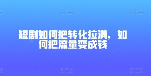 短剧如何把转化拉满，如何把流量变成钱-优优云网创