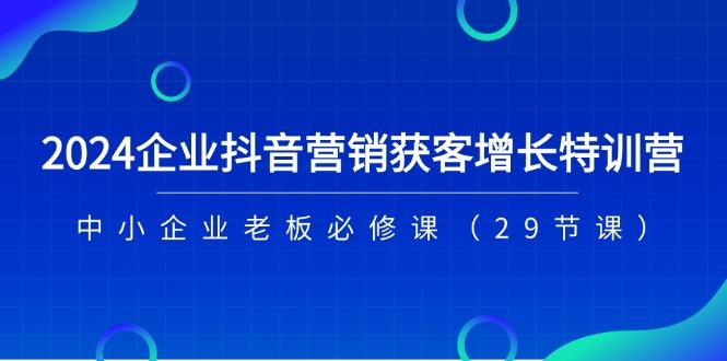 2024企业抖音-营销获客增长特训营，中小企业老板必修课(29节课-优优云网创
