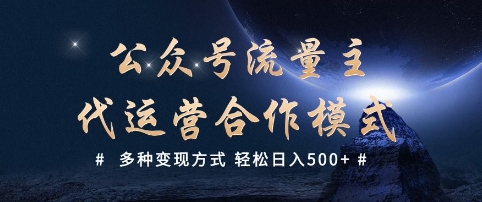 公众号流量主代运营  多种变现方式 轻松日入5张【揭秘】-优优云网创