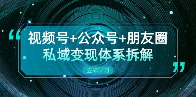 视频号+公众号+朋友圈私域变现体系拆解，全体平台流量枯竭下的应对策略-优优云网创