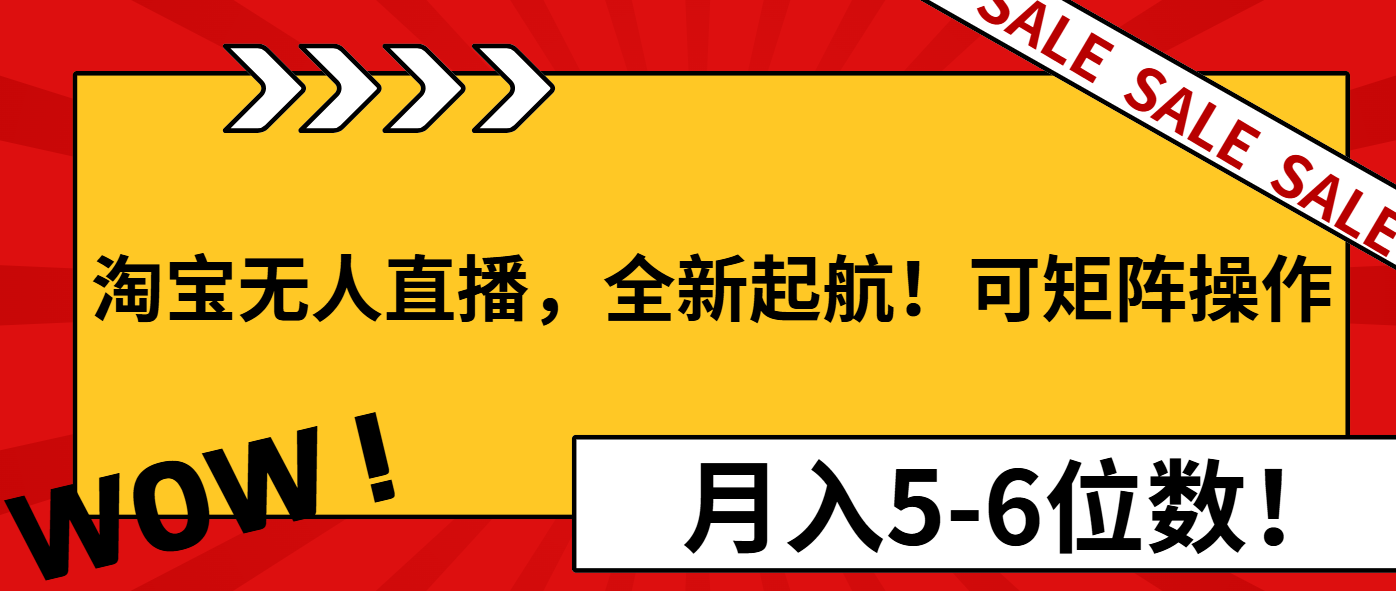 淘宝无人直播，全新起航！可矩阵操作，月入5-6位数！-优优云网创
