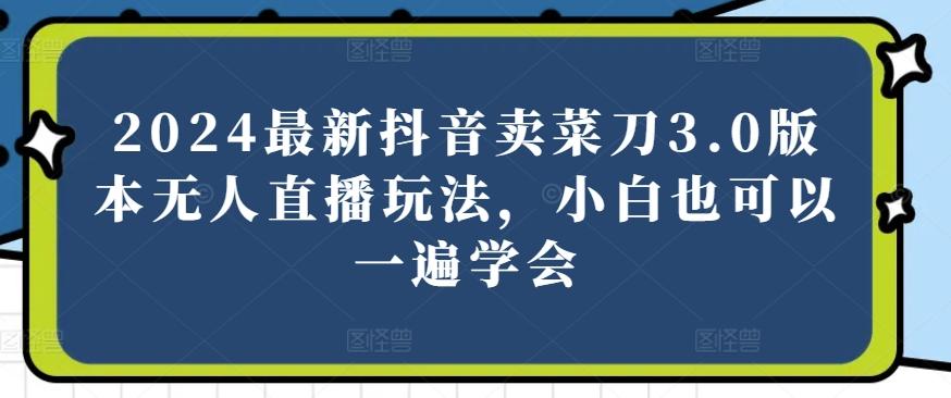2024最新抖音卖菜刀3.0版本无人直播玩法，小白也可以一遍学会【揭秘】-优优云网创