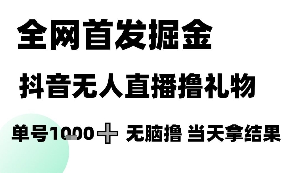 全网首发掘金抖音无人直播撸礼物，单号1k +无脑撸，当天拿结果【揭秘】-优优云网创