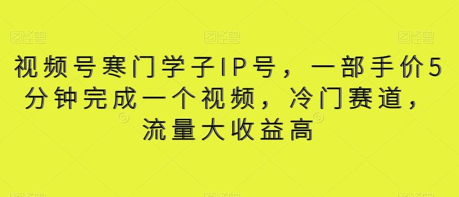 视频号寒门学子IP号，一部手价5分钟完成一个视频，冷门赛道，流量大收益高【揭秘】-优优云网创