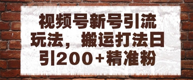 视频号新号引流玩法，搬运打法日引200+精准粉，可矩阵放大【揭秘】-优优云网创