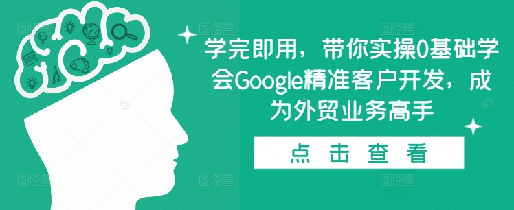学完即用，带你实操0基础学会Google精准客户开发，成为外贸业务高手-优优云网创