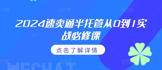 2024速卖通半托管从0到1实战必修课，掌握通投广告打法、熟悉速卖通半托管的政策细节-优优云网创
