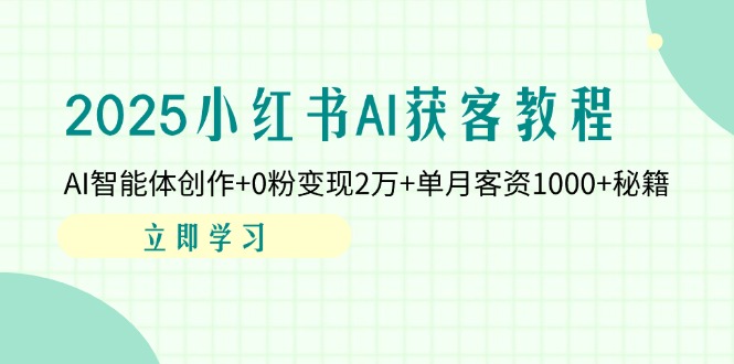 2025小红书AI获客教程：AI智能体创作+0粉变现2万+单月客资1000+秘籍-优优云网创