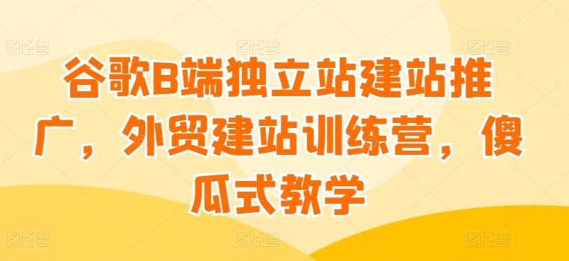 谷歌B端独立站建站推广，外贸建站训练营，傻瓜式教学-优优云网创