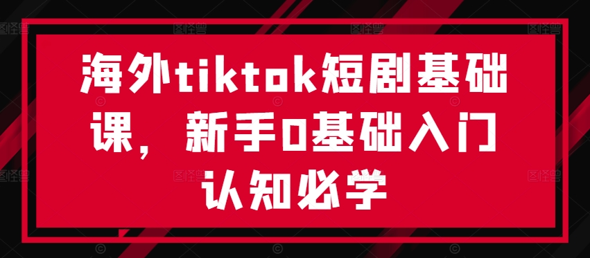 海外tiktok短剧基础课，新手0基础入门认知必学-优优云网创