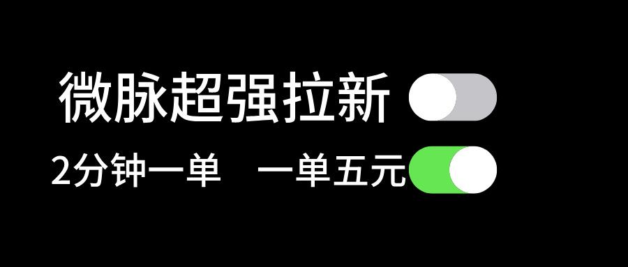 微脉超强拉新， 两分钟1单， 一单利润5块，适合小白-优优云网创